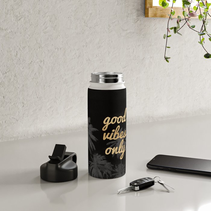 Good Vibes Only Palm Trees Water Bottle Gallery Image 4