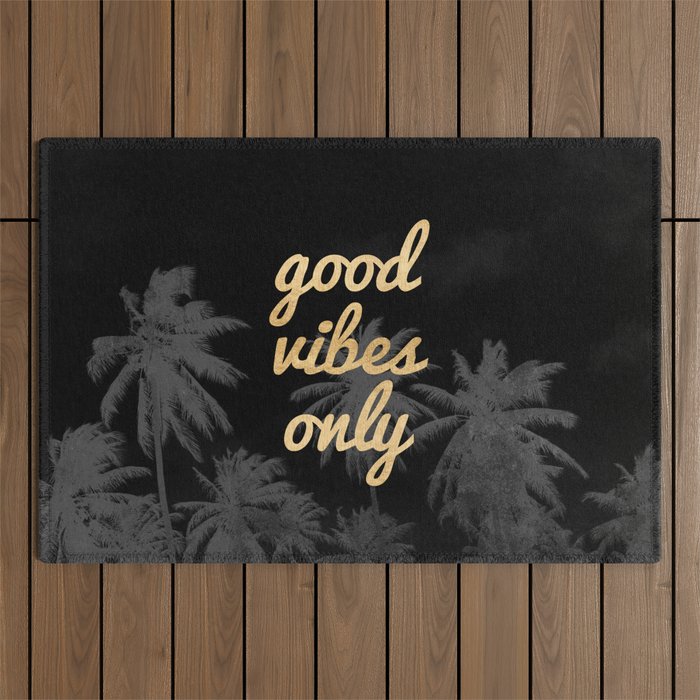 Good Vibes Only Palm Trees Outdoor Rug Gallery Image 1