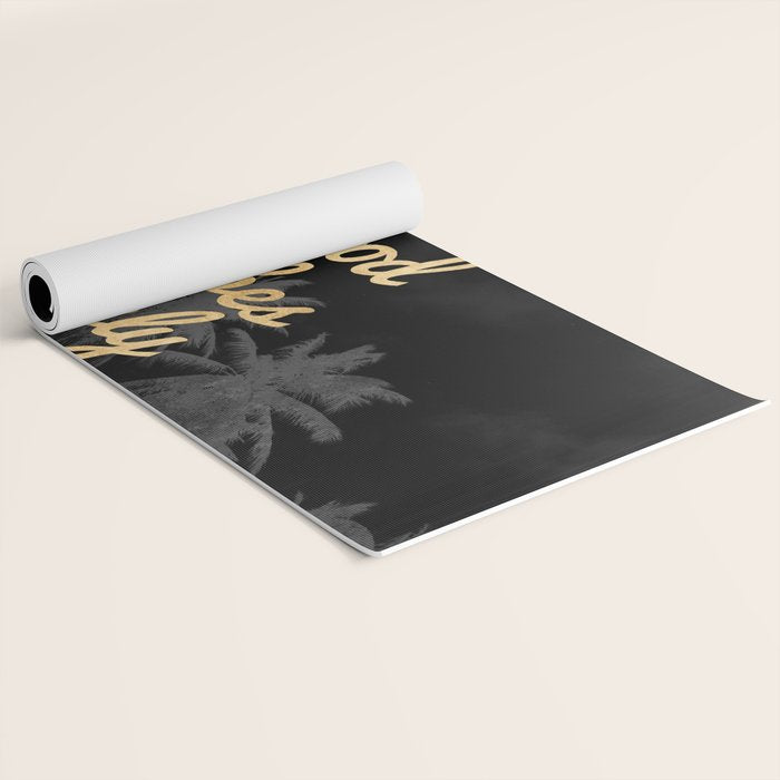 Good Vibes Only Palm Trees Yoga Mat Gallery Image 2
