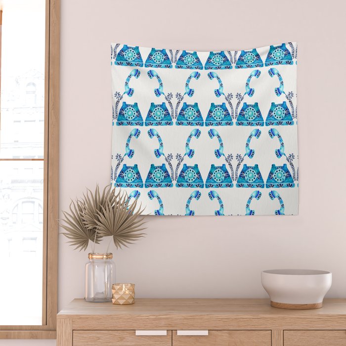 Vintage Rotary Phone - Blue Raspberry Wall Tapestry Gallery Image 2