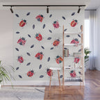 Lucky Ladybugs & Black Leaves Wall Mural Gallery Image 1