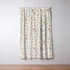 Botanical Woodcut - floral daisies, ditsy woodcut, boho, fall, autumn, flowers Window Curtain Gallery Image 3