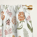 Botanical Woodcut - floral daisies, ditsy woodcut, boho, fall, autumn, flowers Window Curtain Gallery Image 2