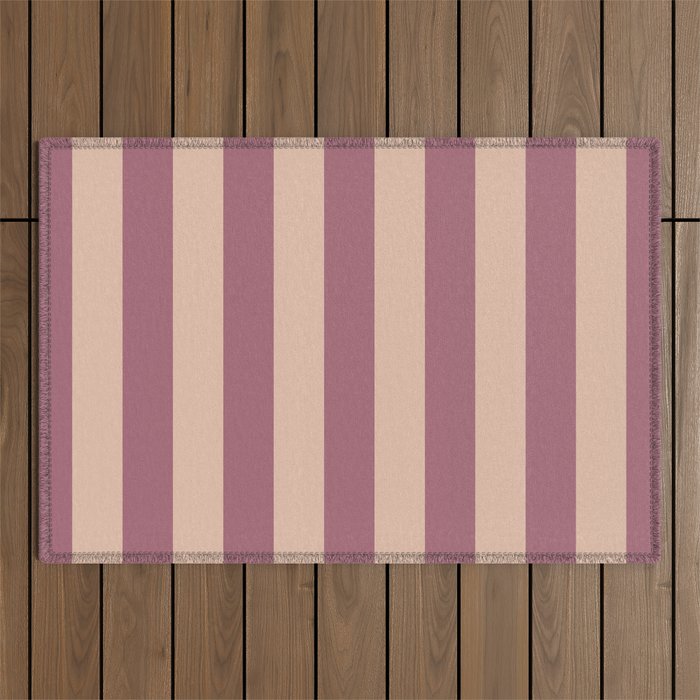 Dusty Rose Striped Outdoor Rug Gallery Image 1