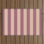 Dusty Rose Striped Outdoor Rug Gallery Image 1