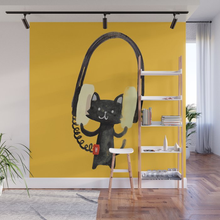 I Love Huge Headphone Wall Mural Gallery Image 1
