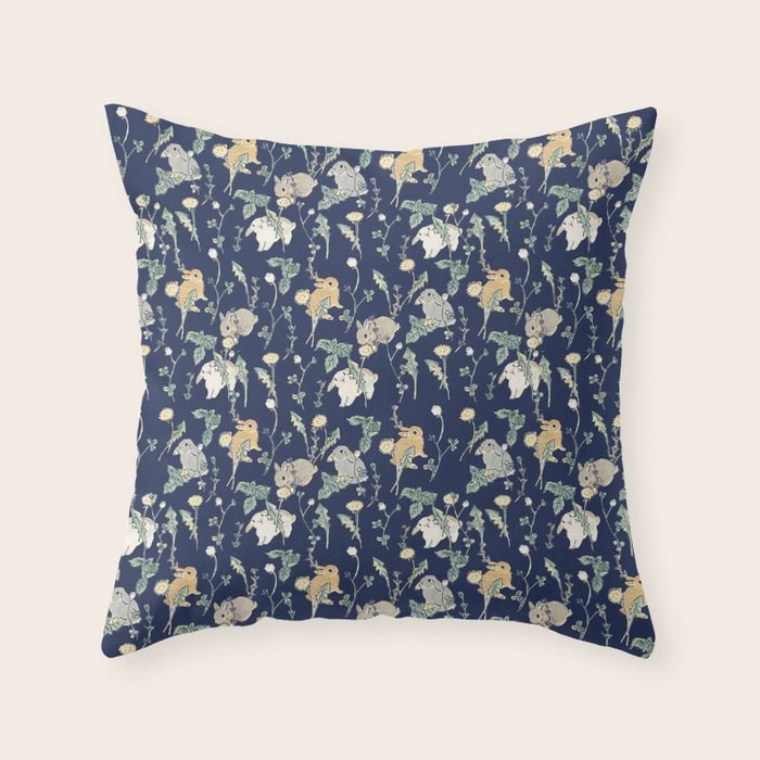 Spring Garden - navy blue Throw Pillow Gallery Image 6