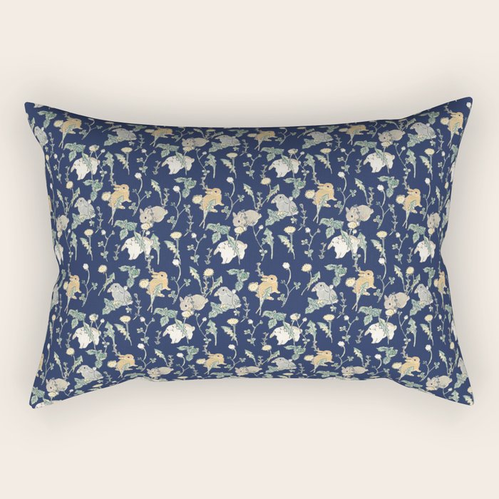 Spring Garden - navy blue Rectangular Pillow Gallery Image 2