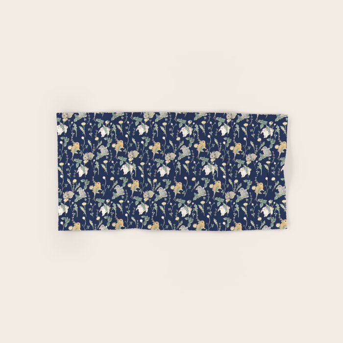 Spring Garden - navy blue Bath Towel Gallery Image 1