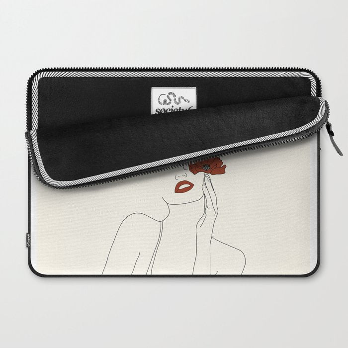Colorful Thoughts Minimal Line Art Woman with Flowers Laptop Sleeve Gallery Image 2