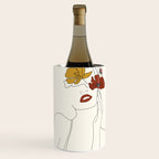 Colorful Thoughts Minimal Line Art Woman with Flowers Wine Chiller Gallery Image 1