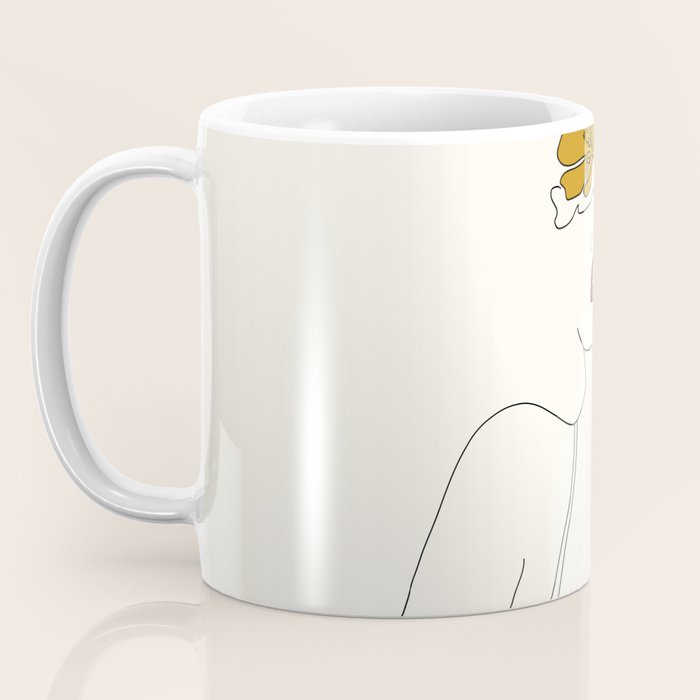 Colorful Thoughts Minimal Line Art Woman with Flowers Coffee Mug Gallery Image 3