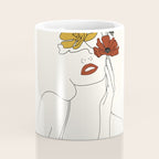 Colorful Thoughts Minimal Line Art Woman with Flowers Coffee Mug Gallery Image 4
