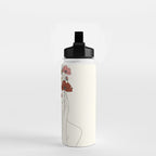 Colorful Thoughts Minimal Line Art Woman with Flowers Water Bottle Gallery Image 2