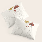 Colorful Thoughts Minimal Line Art Woman with Flowers Pillow Sham Gallery Image 3