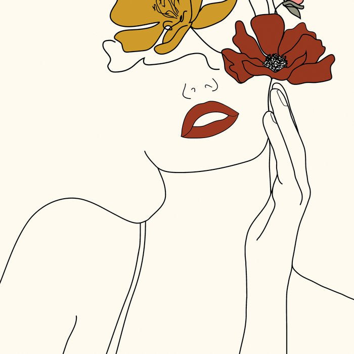 Colorful Thoughts Minimal Line Art Woman with Flowers Coffee Mug Gallery Image 2