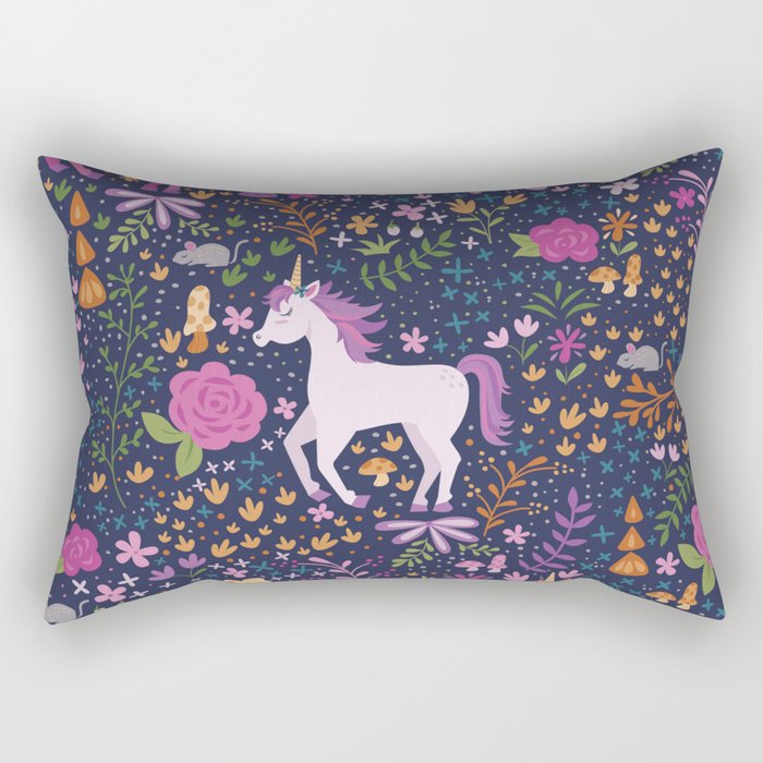 Unicorns Dancing in an Enchanted Garden Rectangular Pillow Gallery Image 1