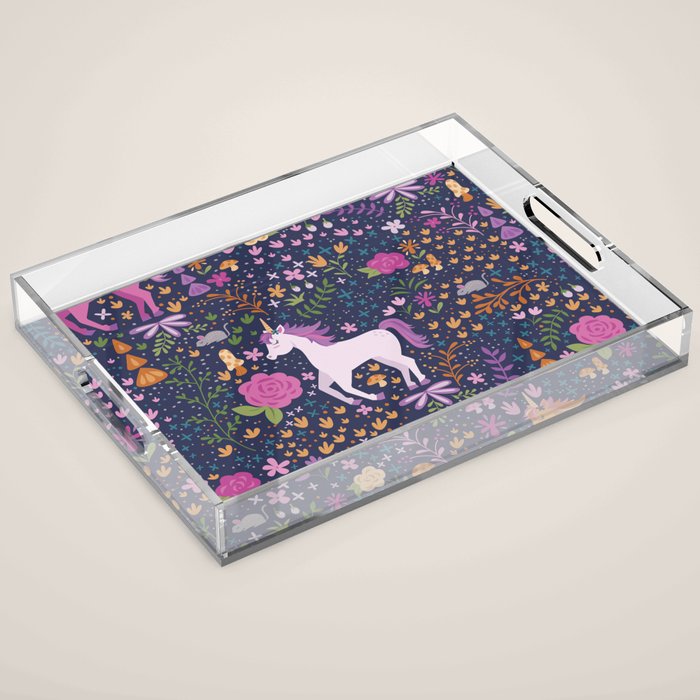 Unicorns Dancing in an Enchanted Garden Acrylic Tray Gallery Image 1