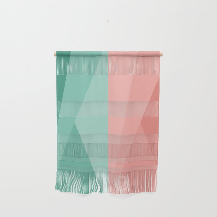 Geometric Triangles VII Pink and Green Wall Hanging Gallery Image 1