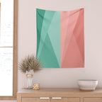 Geometric Triangles VII Pink and Green Wall Tapestry Gallery Image 2