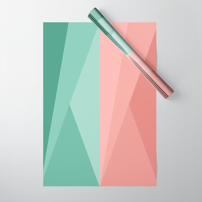 Geometric Triangles VII Pink and Green Wrapping Paper Gallery Image 1