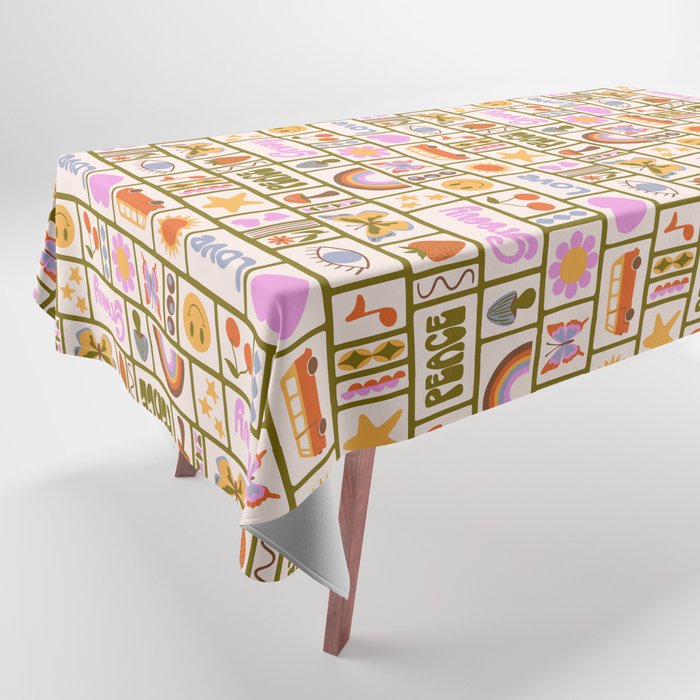 1970s Retro Pop Culture Icons Tablecloth Gallery Image 1