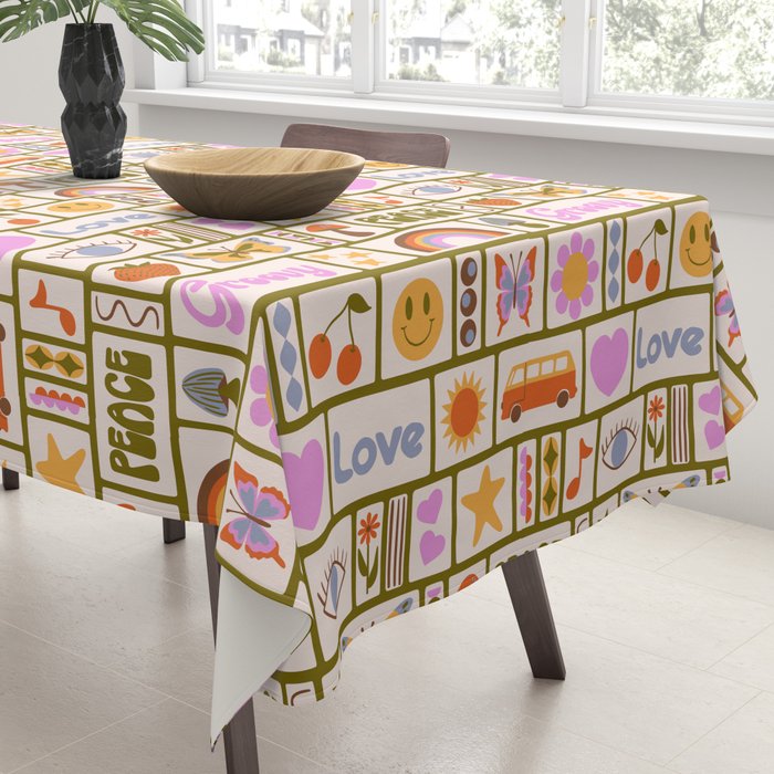 1970s Retro Pop Culture Icons Tablecloth Gallery Image 3