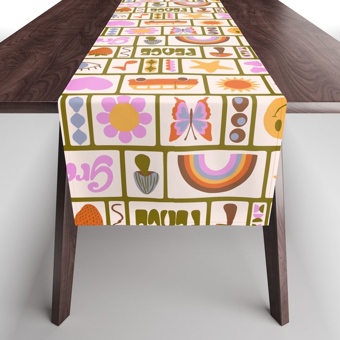 1970s Retro Pop Culture Icons Table Runner Gallery Image 1