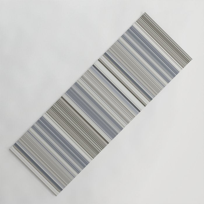 Blue grey Tan Stripes Yoga Mat Gallery Image 1