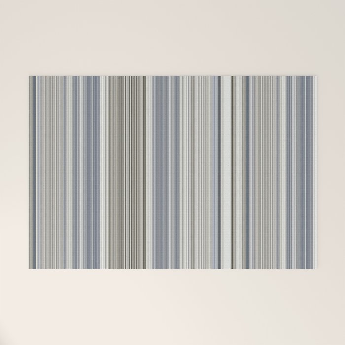 Blue grey Tan Stripes Welcome Mat Gallery Image 1