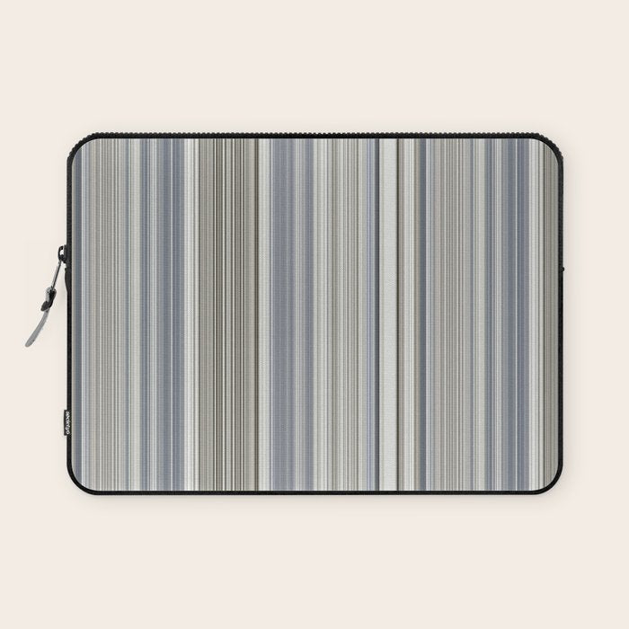 Blue grey Tan Stripes Laptop Sleeve Gallery Image 1
