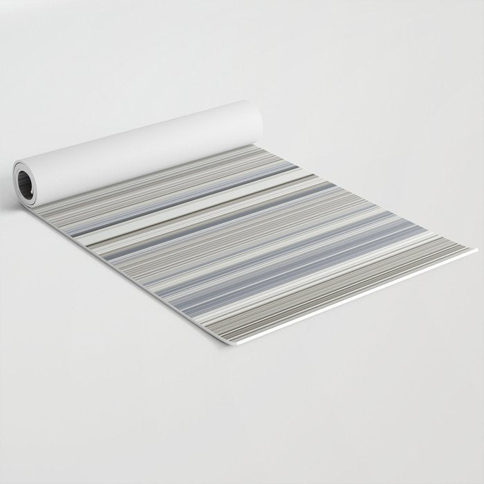 Blue grey Tan Stripes Yoga Mat Gallery Image 2