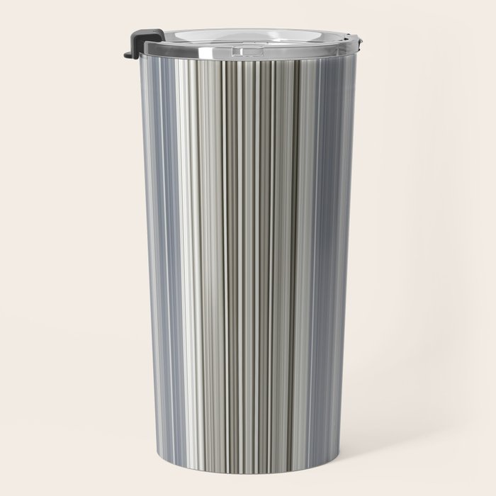 Blue grey Tan Stripes Travel Mug Gallery Image 3
