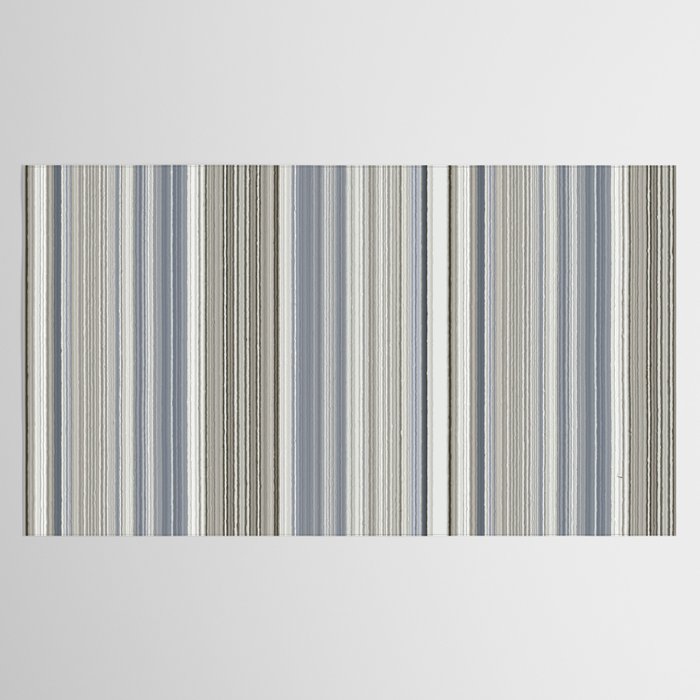 Blue grey Tan Stripes Tablecloth Gallery Image 2