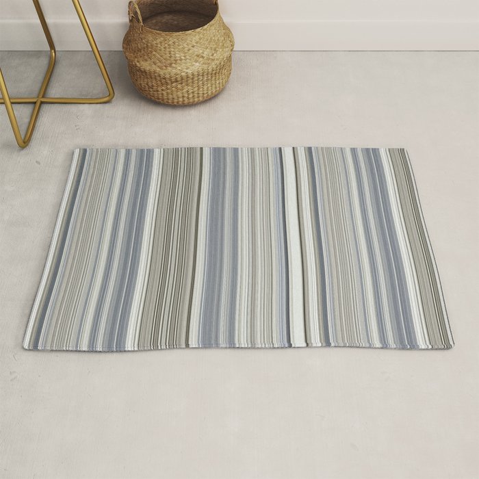 Blue grey Tan Stripes Rug Gallery Image 1
