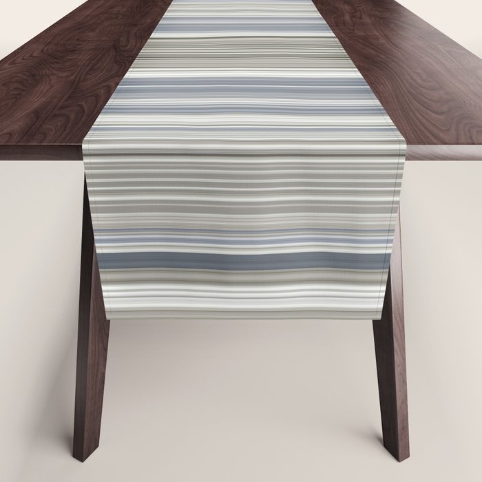 Blue grey Tan Stripes Table Runner Gallery Image 1