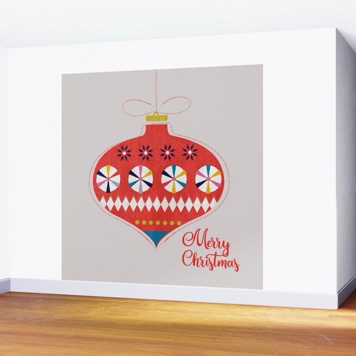 Festive red retro bauble Wall Mural Gallery Image 2