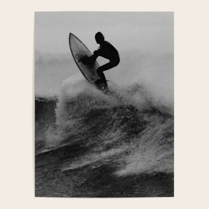 Surf black white Poster Gallery Image 1