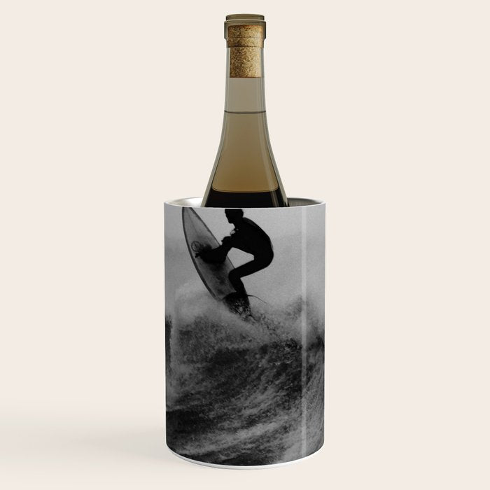 Surf black white Wine Chiller Gallery Image 1