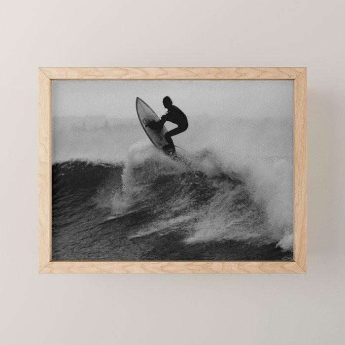 Surf black white Mini Art Print Gallery Image 1