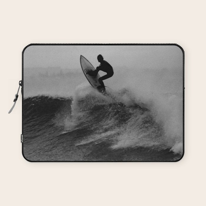 Surf black white Laptop Sleeve Gallery Image 1