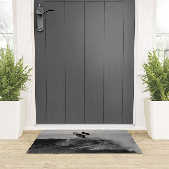 Surf black white Welcome Mat Gallery Image 3