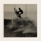 Surf black white Wood Wall Art Gallery Image 1