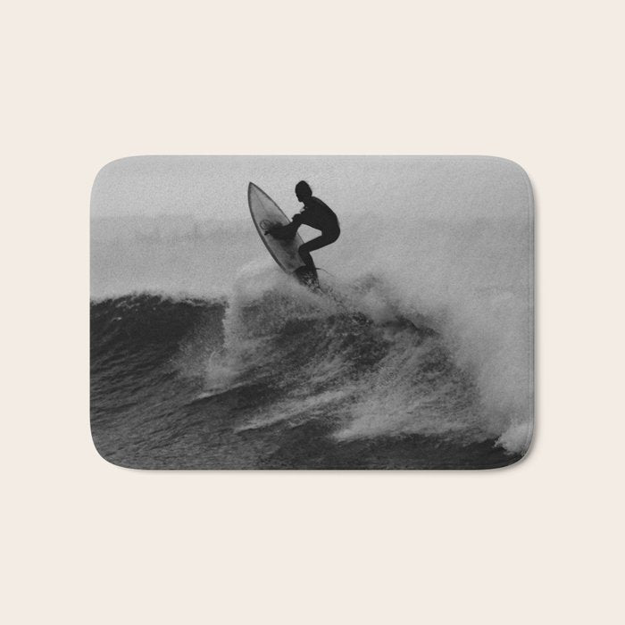 Surf black white Bath Mat Gallery Image 1