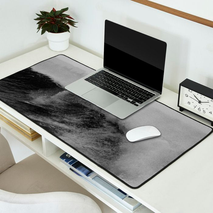 Surf black white Desk Mat Gallery Image 2