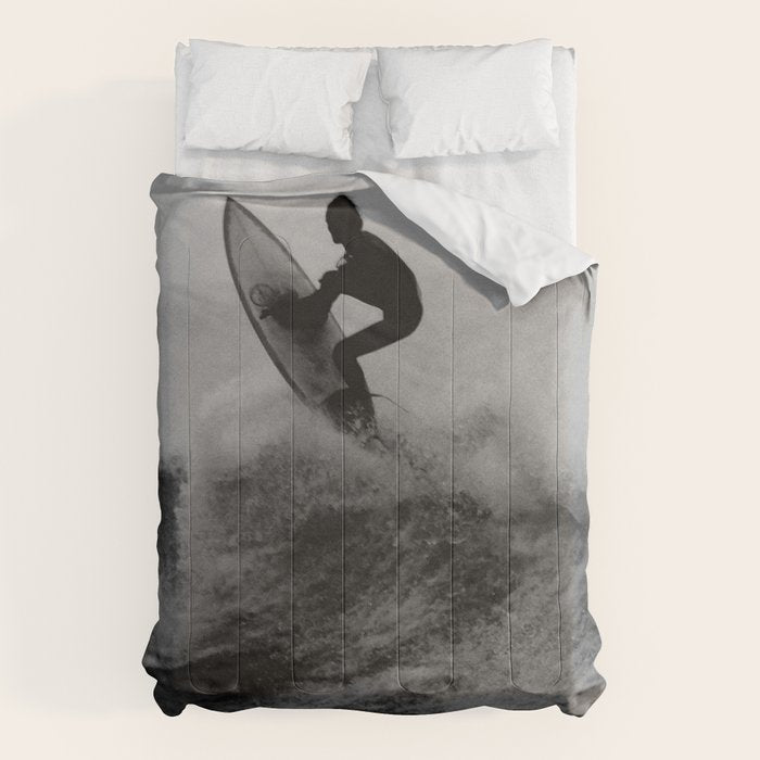 Surf black white Comforter Gallery Image 6