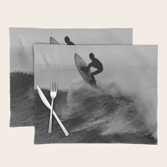 Surf black white Placemat Gallery Image 1