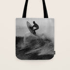 Surf black white Tote Bag Gallery Image 1