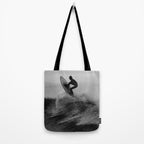 Surf black white Tote Bag Gallery Image 2