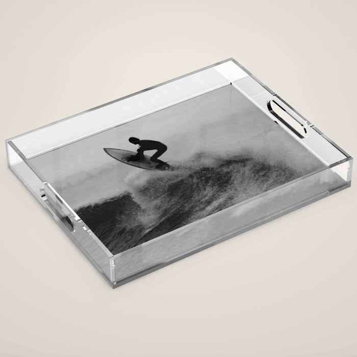 Surf black white Acrylic Tray Gallery Image 1